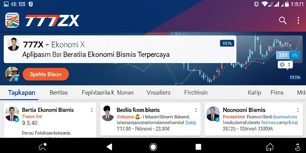 Antarmuka aplikasi 777ZX yang intuitif dan modern untuk berita Ekonomi Bisnis.