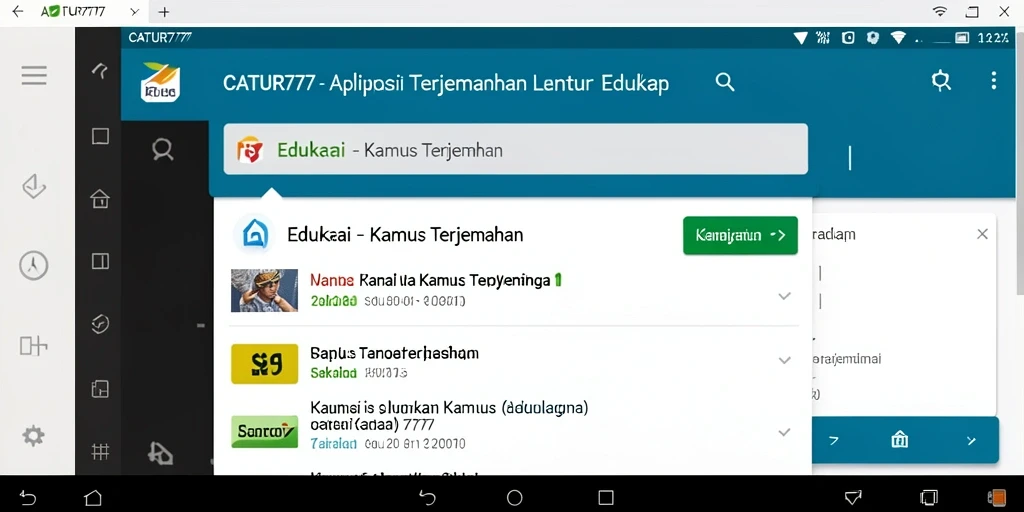 Antarmuka aplikasi CATUR777 yang intuitif untuk Kamus Terjemahan.