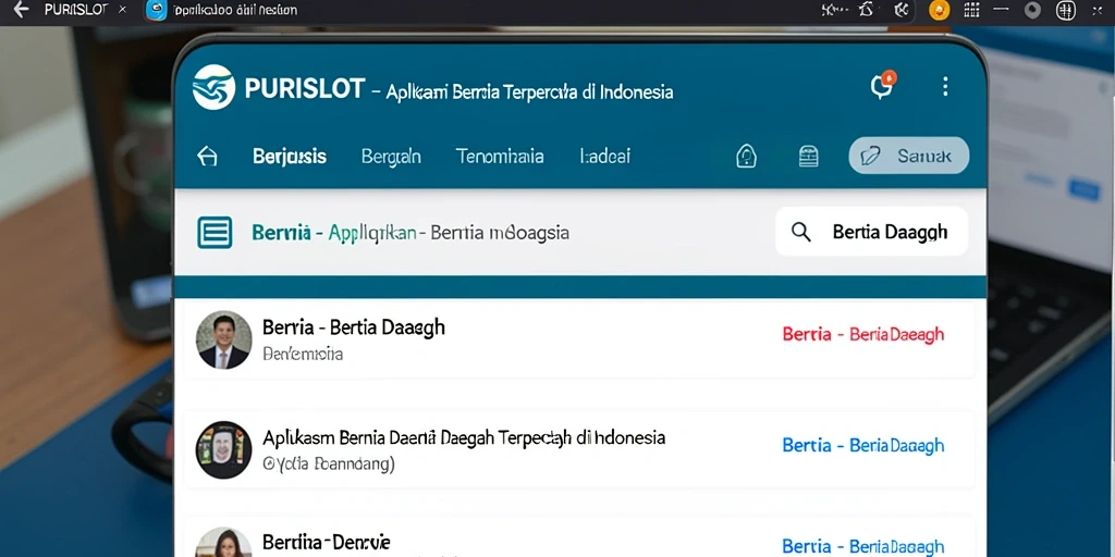 Tampilan antarmuka aplikasi PURISLOT dengan berita daerah terkini.