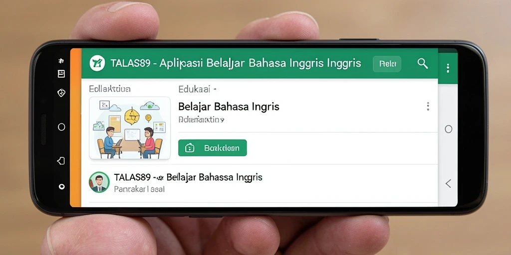 Tampilan antarmuka interaktif TALAS89 untuk belajar bahasa Inggris.