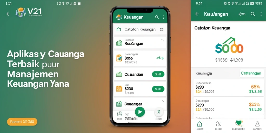Antarmuka aplikasi V21 yang menampilkan fungsi Catatan Keuangan.